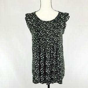 Sleeveless Ruffle Sleeve Floral Print Blouse NWOT